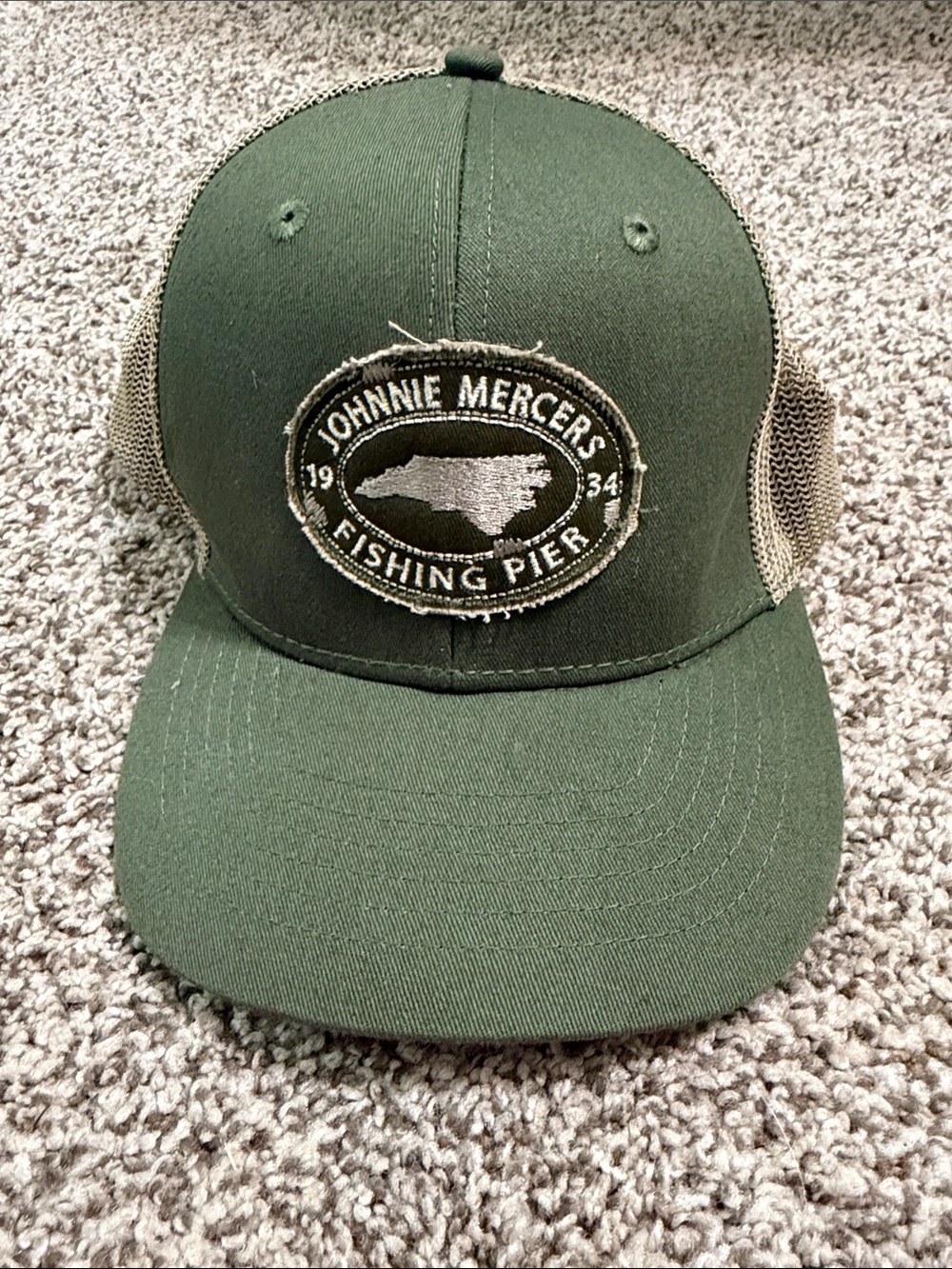 Oura Olive Green & Khaki Trucker Cap with Fishing Pier Patch